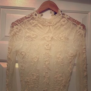 Zara Basic cream lace blouse
